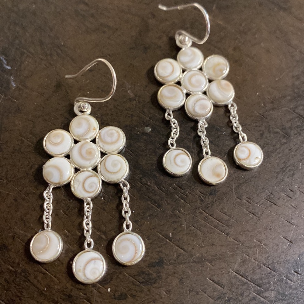 Shiva Shell Sterling Silver Dangle Pierced Earrin… - image 4